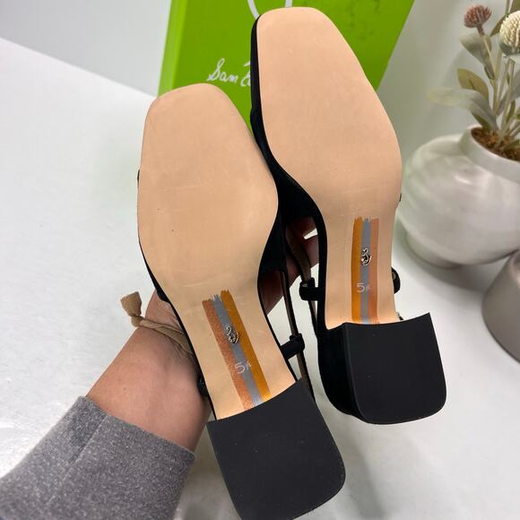 Sam Edelman Tarra 2 Suede/Fabric Sling Back Pump Black Women 5.5 Tried On - Picture 9 of 11